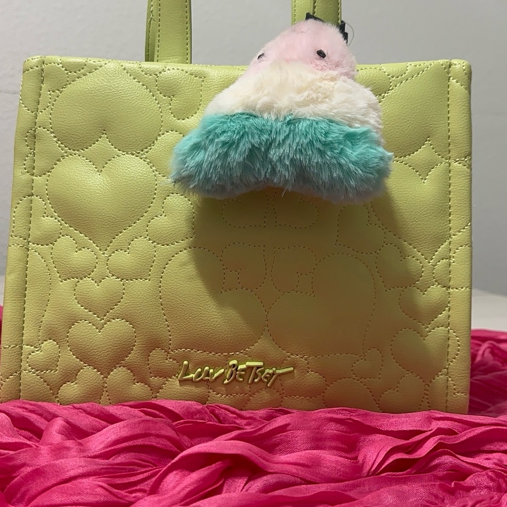 Betsey Johnson Yellow Heart Embossed Tote